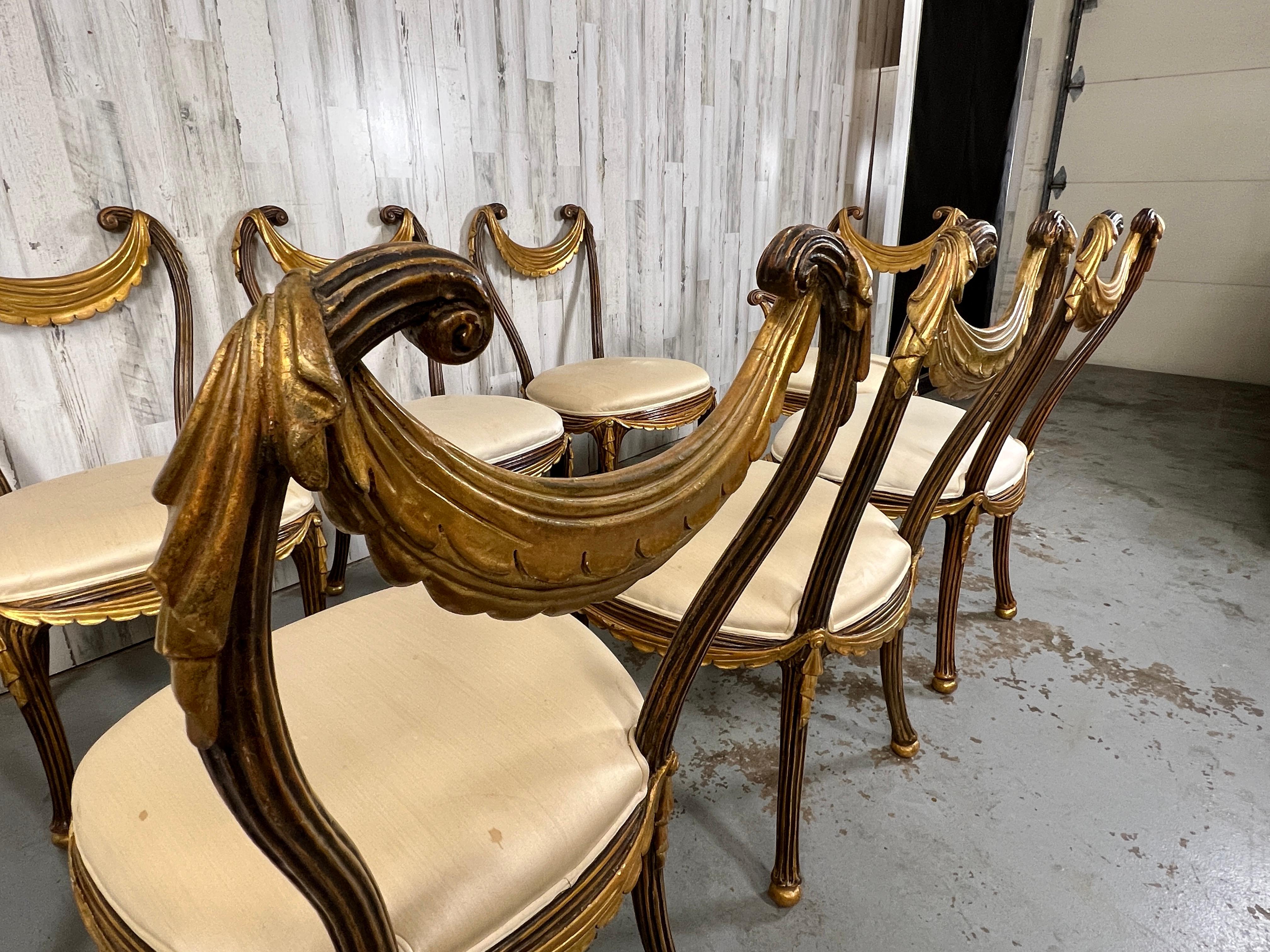 1930s Italian Partial Gilt Dining Chairs For Sale 12
