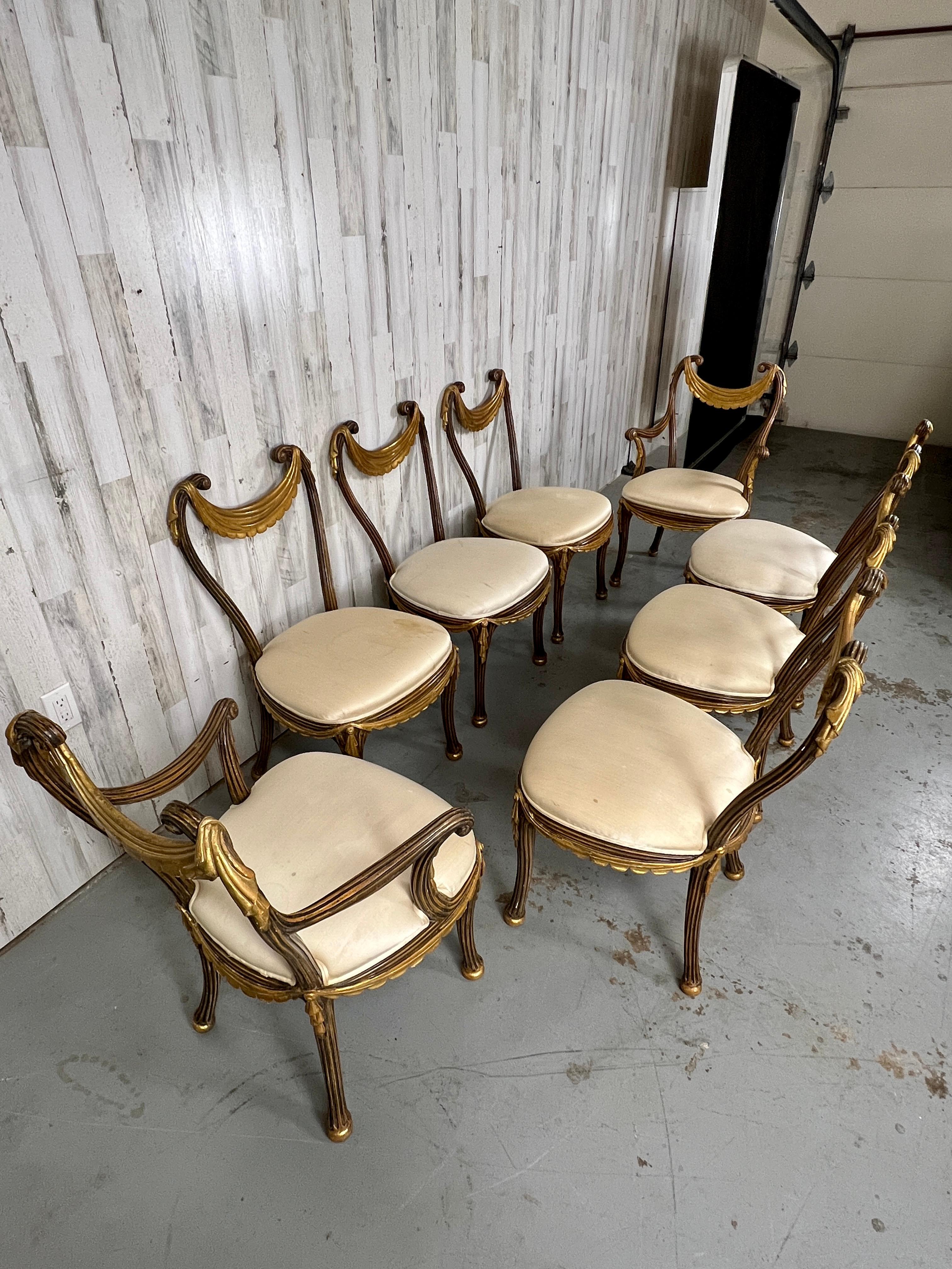1930s Italian Partial Gilt Dining Chairs For Sale 13