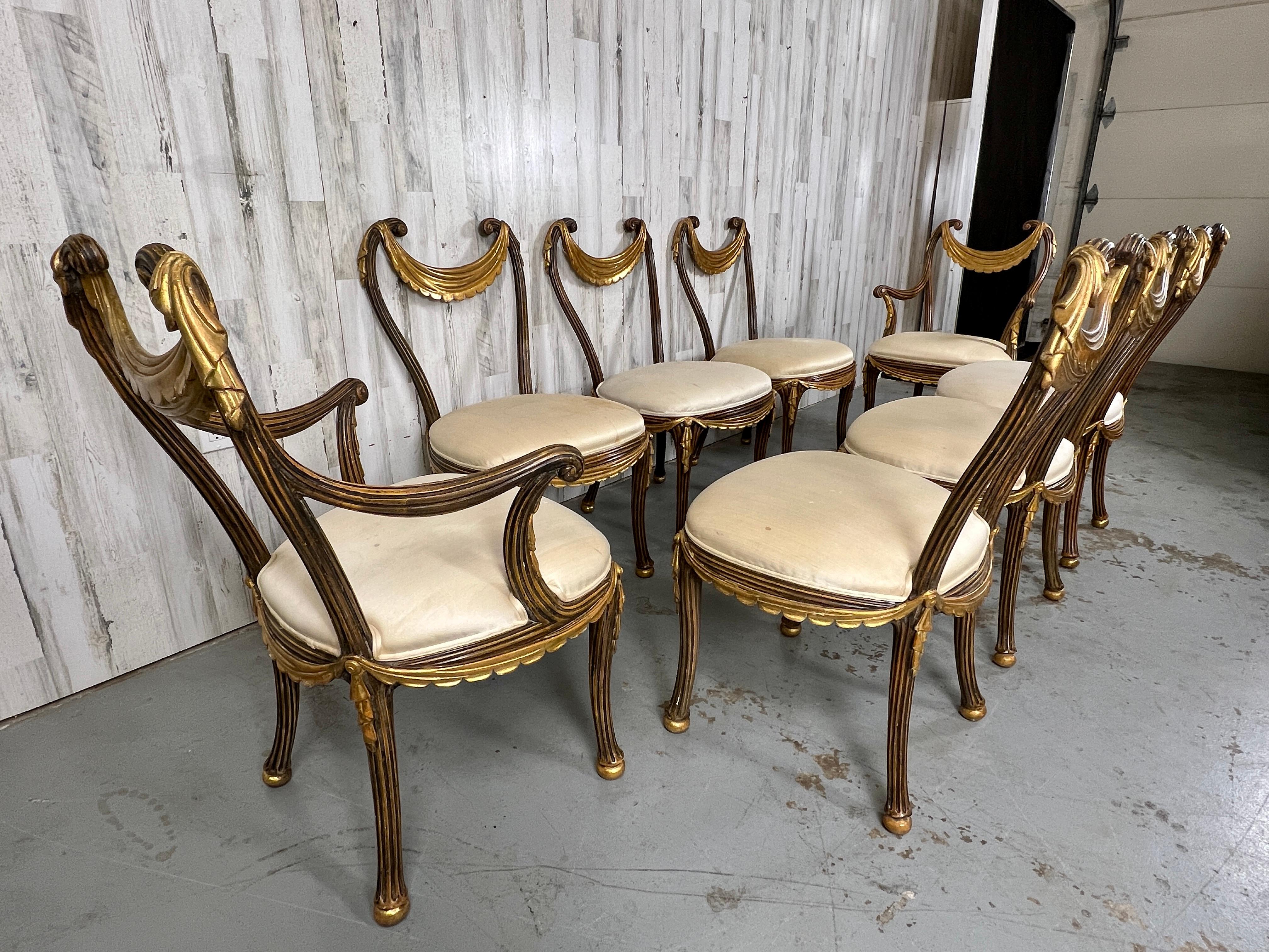 1930s Italian Partial Gilt Dining Chairs In Good Condition For Sale In Denton, TX