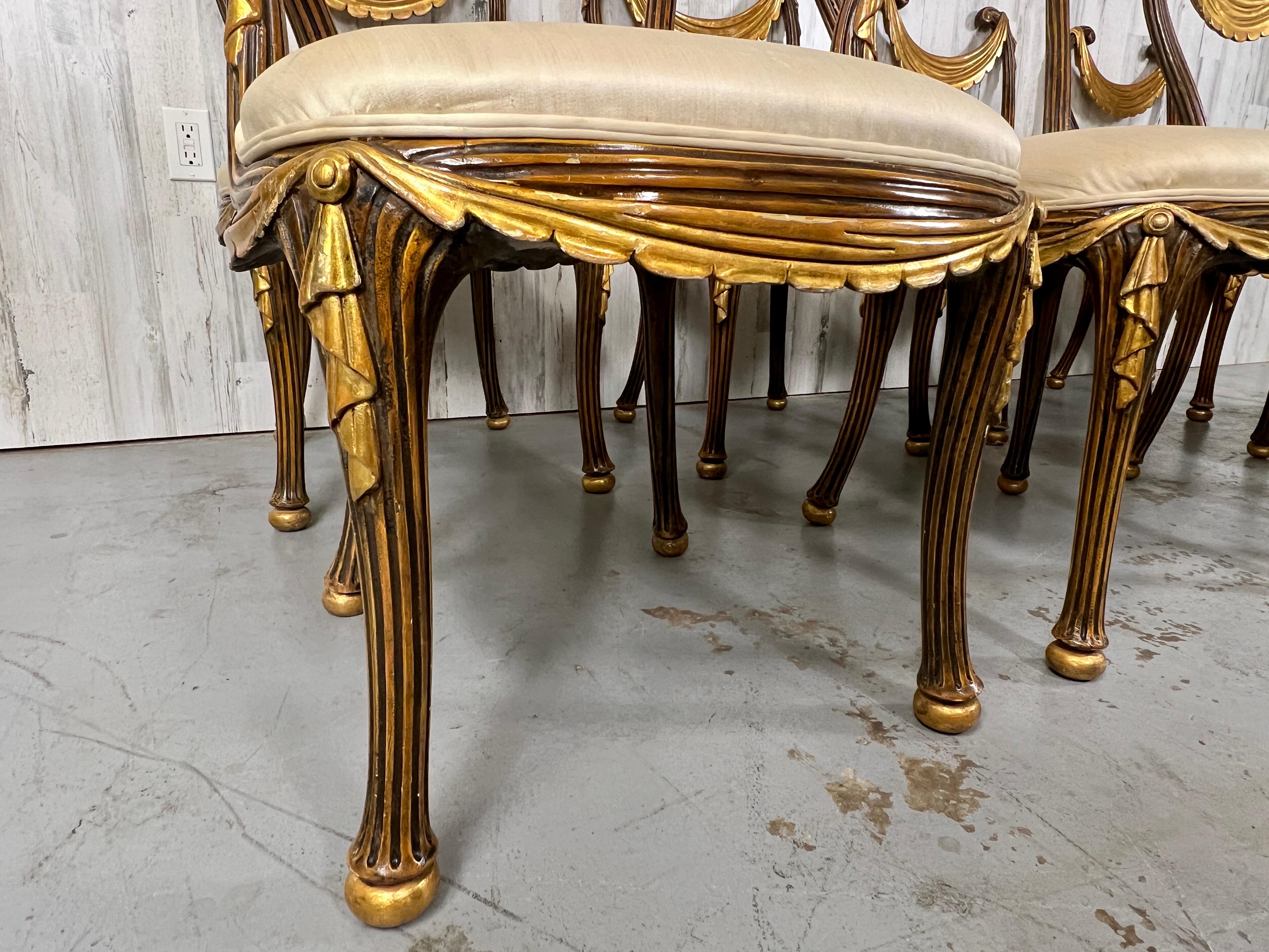 20th Century 1930s Italian Partial Gilt Dining Chairs For Sale