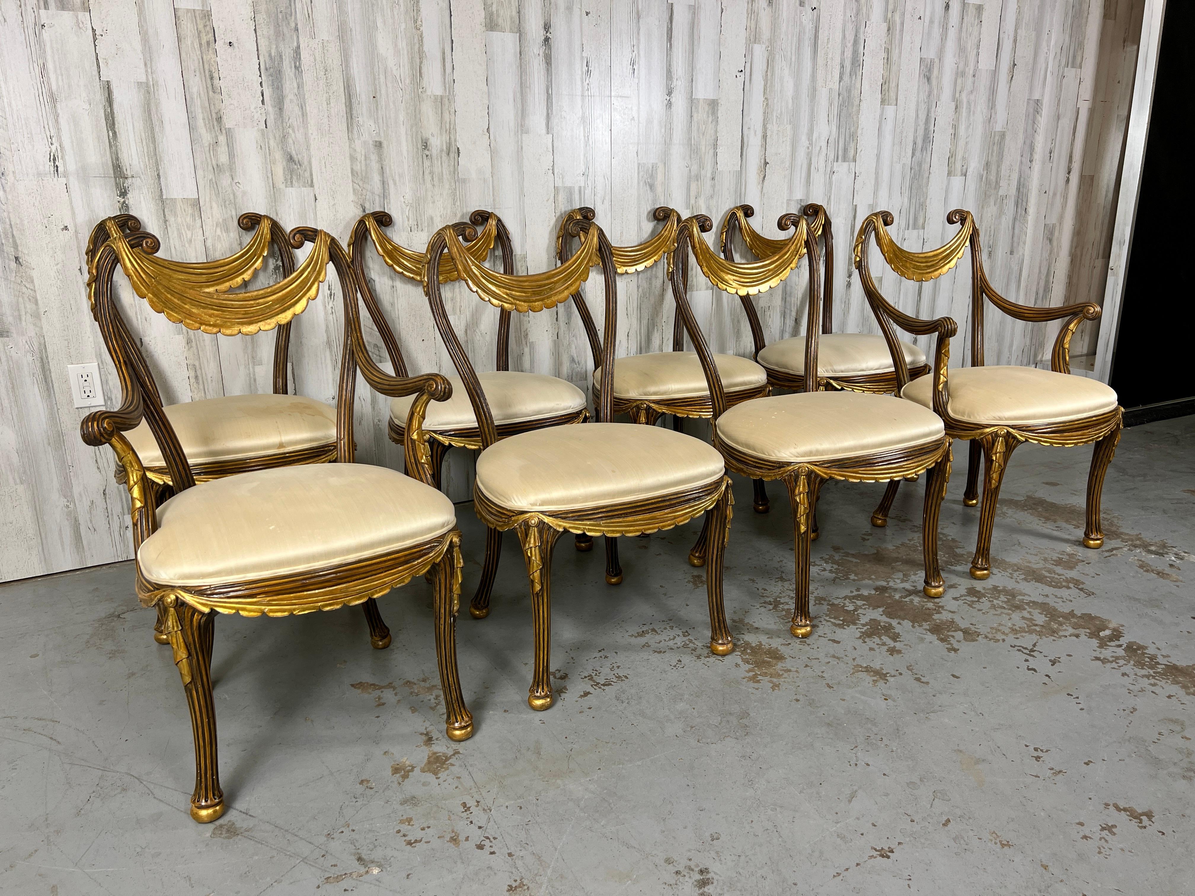 1930s Italian Partial Gilt Dining Chairs For Sale 2