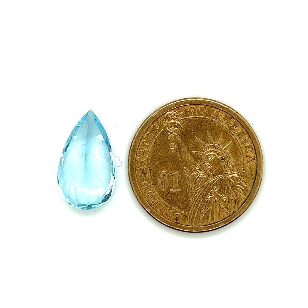 Art Deco 9.31 Ct. Natural Aquamarine Pear Shape Eye Clean Clarity Loose Gemstone  For Sale