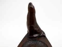931 Hand-carved wooden seal ashtray by A. Simonazzi