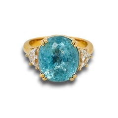 9.31ct Vivid Neon Blue Natural Paraiba Tourmaline RING 18K Gold
