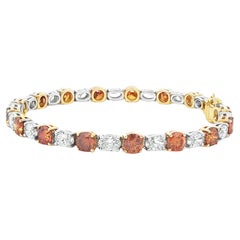 9.31CTW Fancy Color Round Brilliant and Oval Diamond Tennis Bracelet in 14K Gold