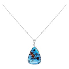 9.32 Carat Pear Shape Turquoise Pendant 14K White Gold