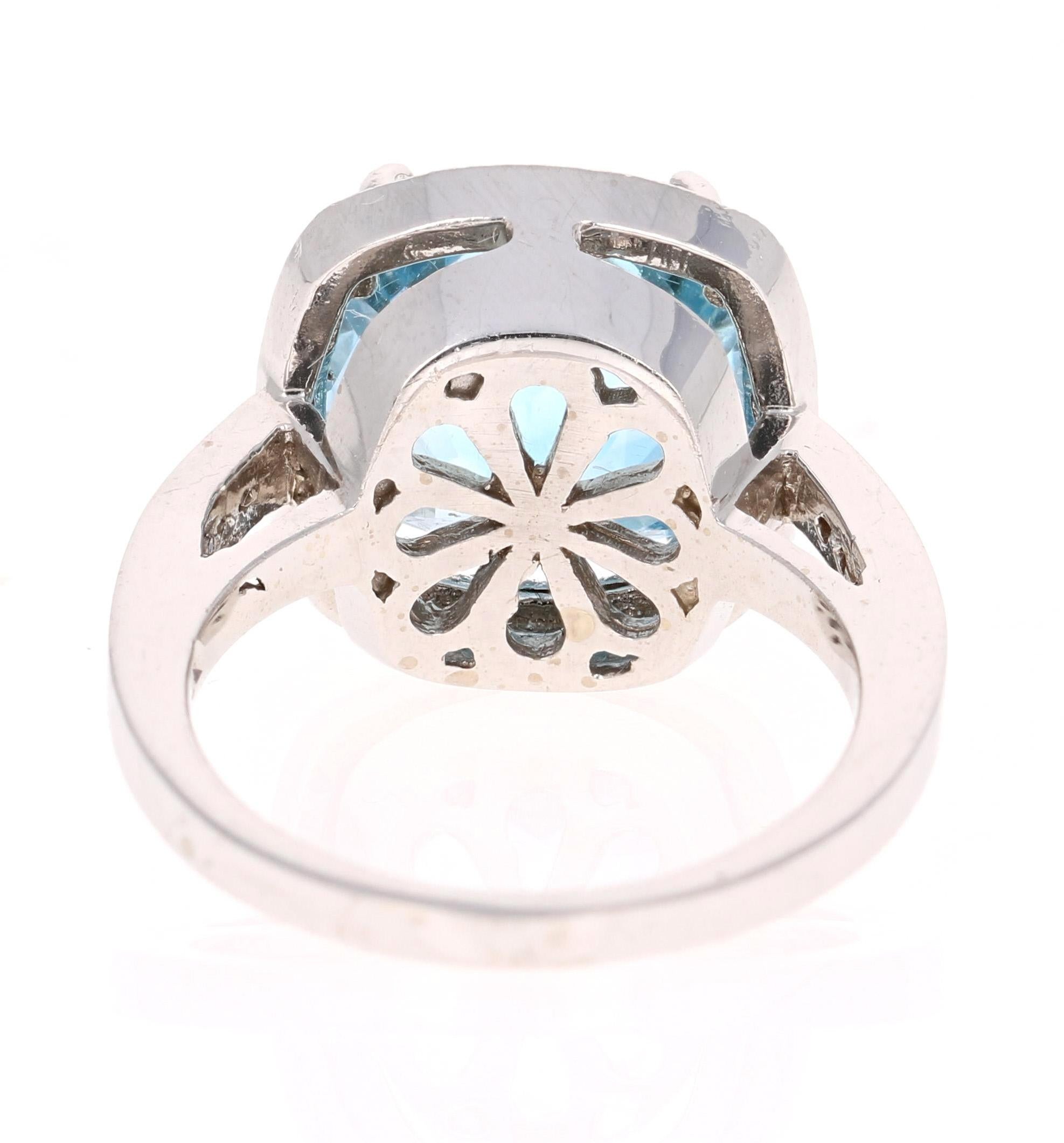 Contemporary 9.33 Carat Blue Topaz Diamond 14 Karat White Gold Engagement Ring For Sale