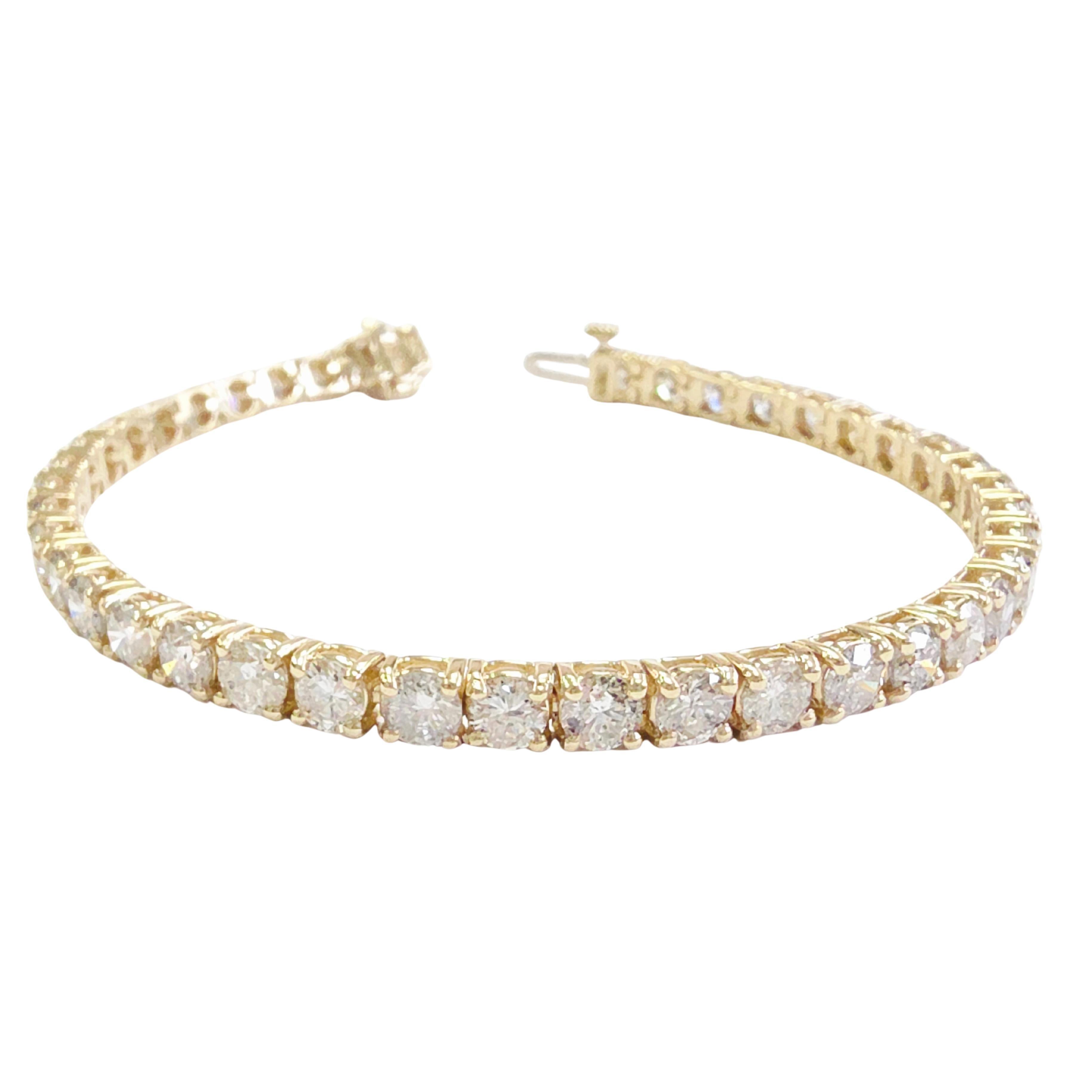 PRECIO AL POR MAYOR, pulsera tipo «tennis» con diamantes naturales de 9,33 ct, en oro amarillo de 14K