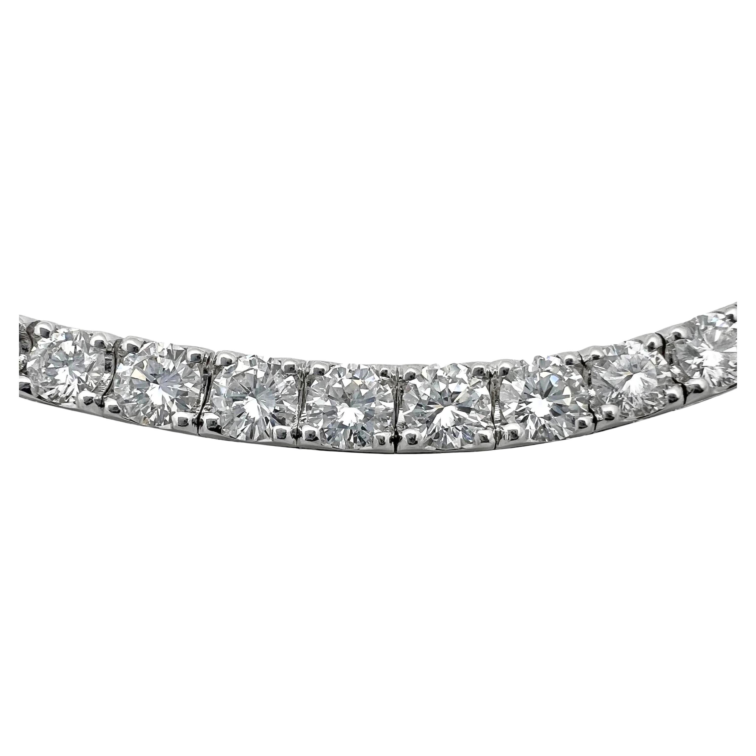 Brilliant Cut 9.33 Carat Round Brilliant Diamond Riviera Necklace