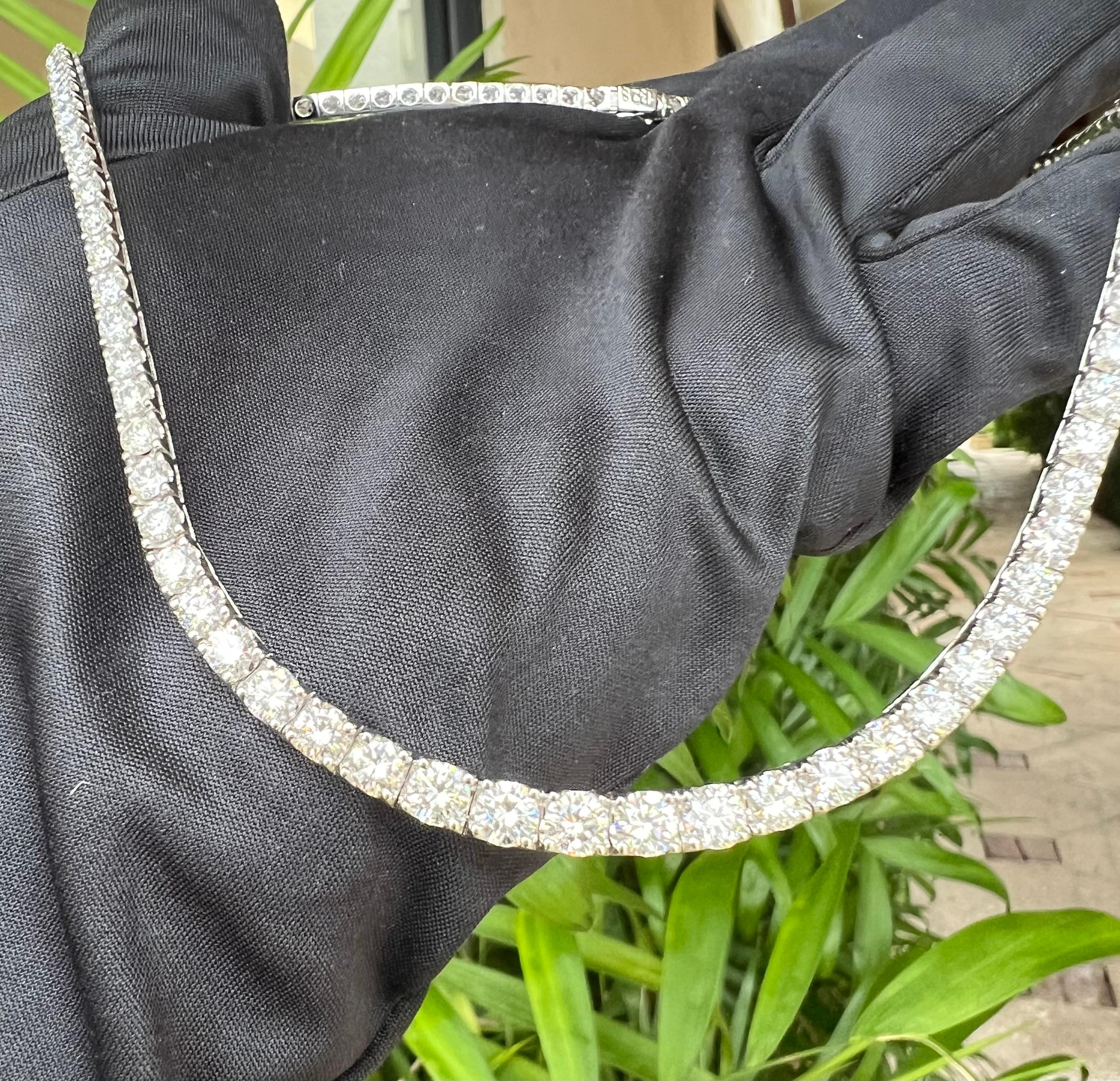 9.33 Carat Round Brilliant Diamond Riviera Necklace 1