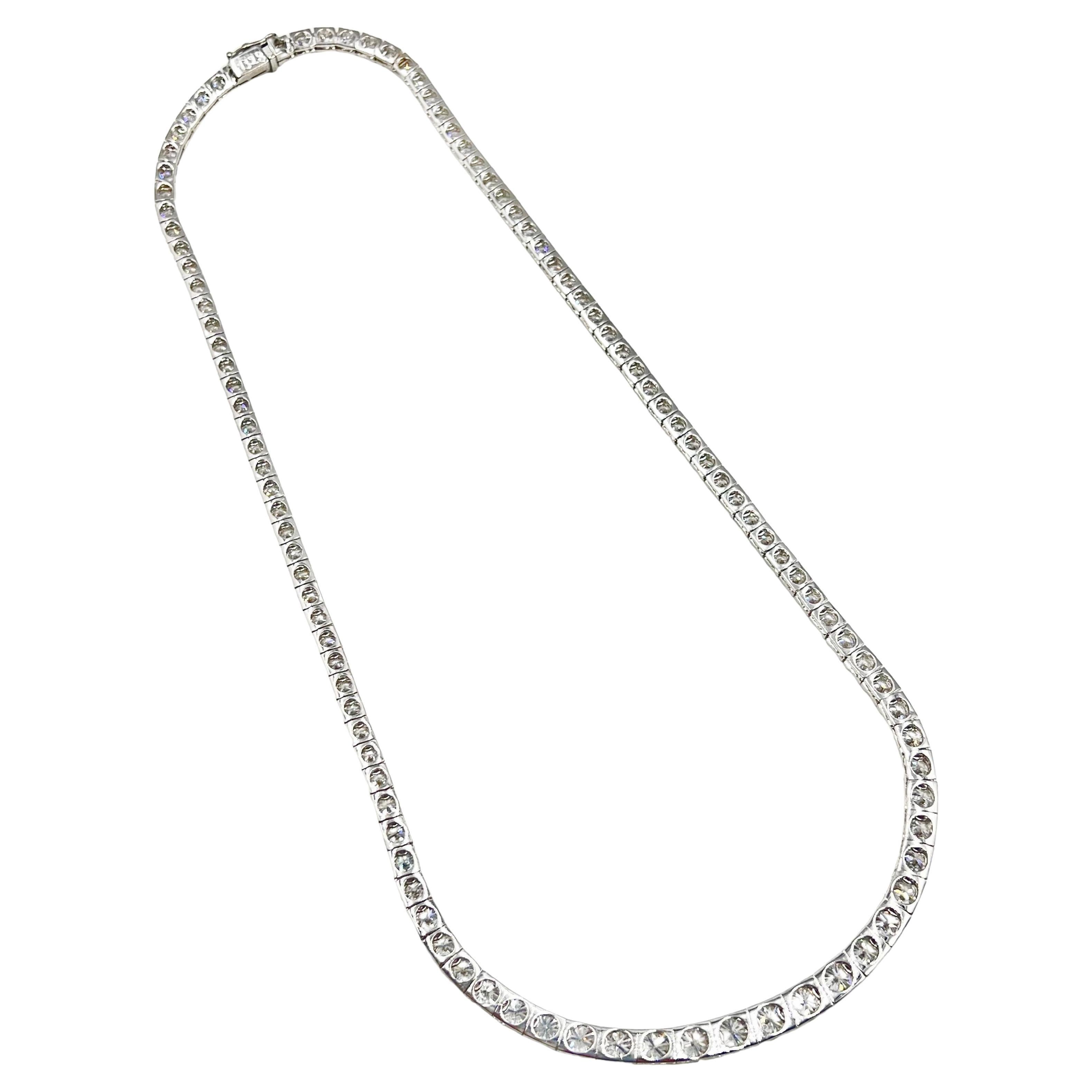 9.33 Carat Round Brilliant Diamond Riviera Necklace 2
