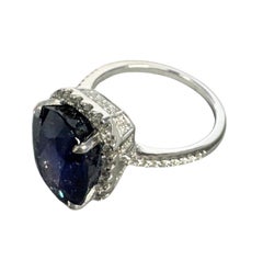 9,33 ctw Mid-Century No Heat Color Change Zaffiro e diamante Anello in platino