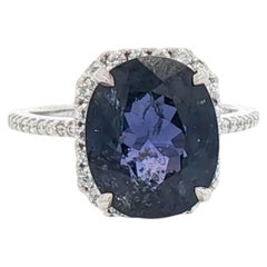 9,33 ctw Mid-Century No Heat Color Change Zaffiro e diamante Anello in platino