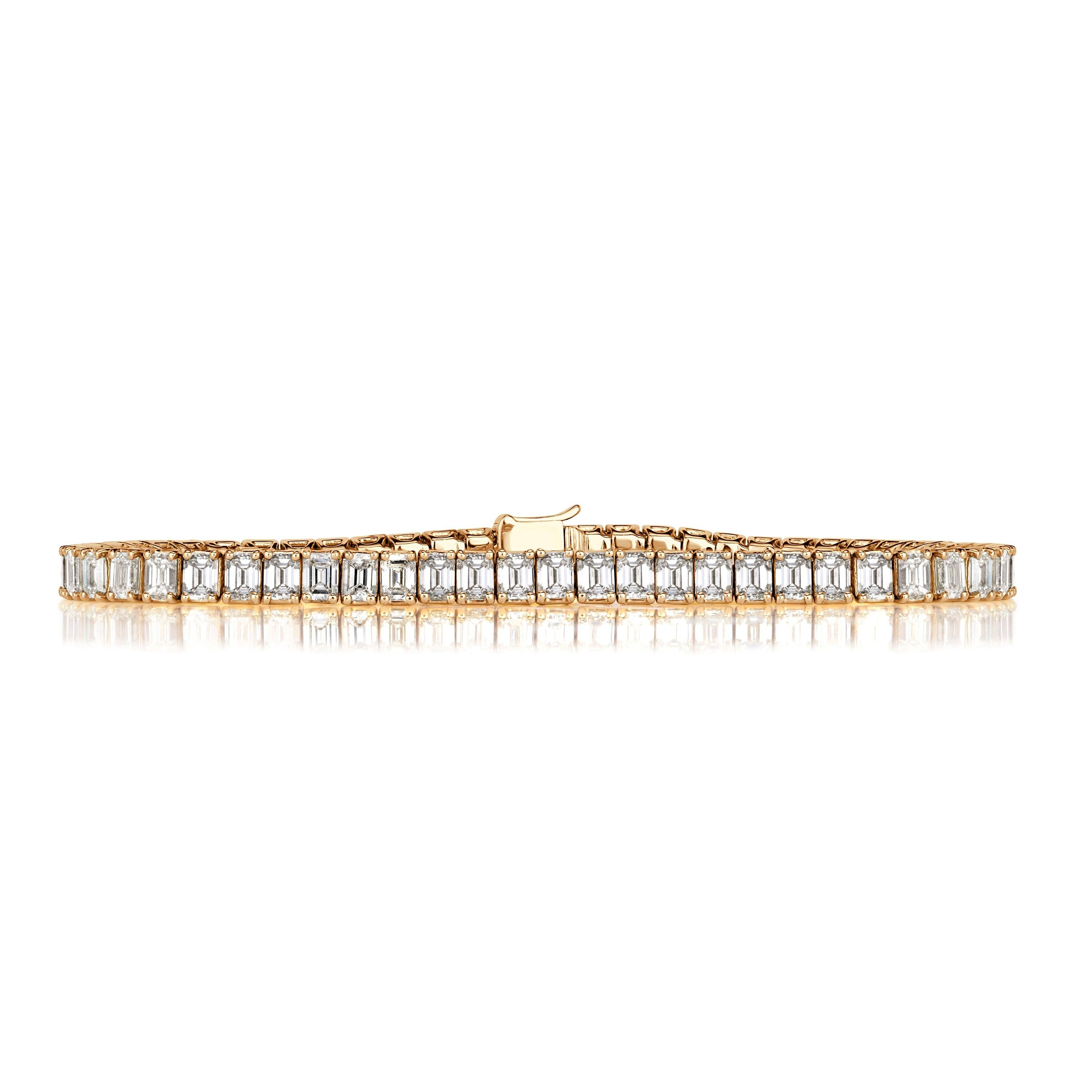 9.33ct Emerald Cut Diamond Tennis Bracelet in 18k Yellow Gold