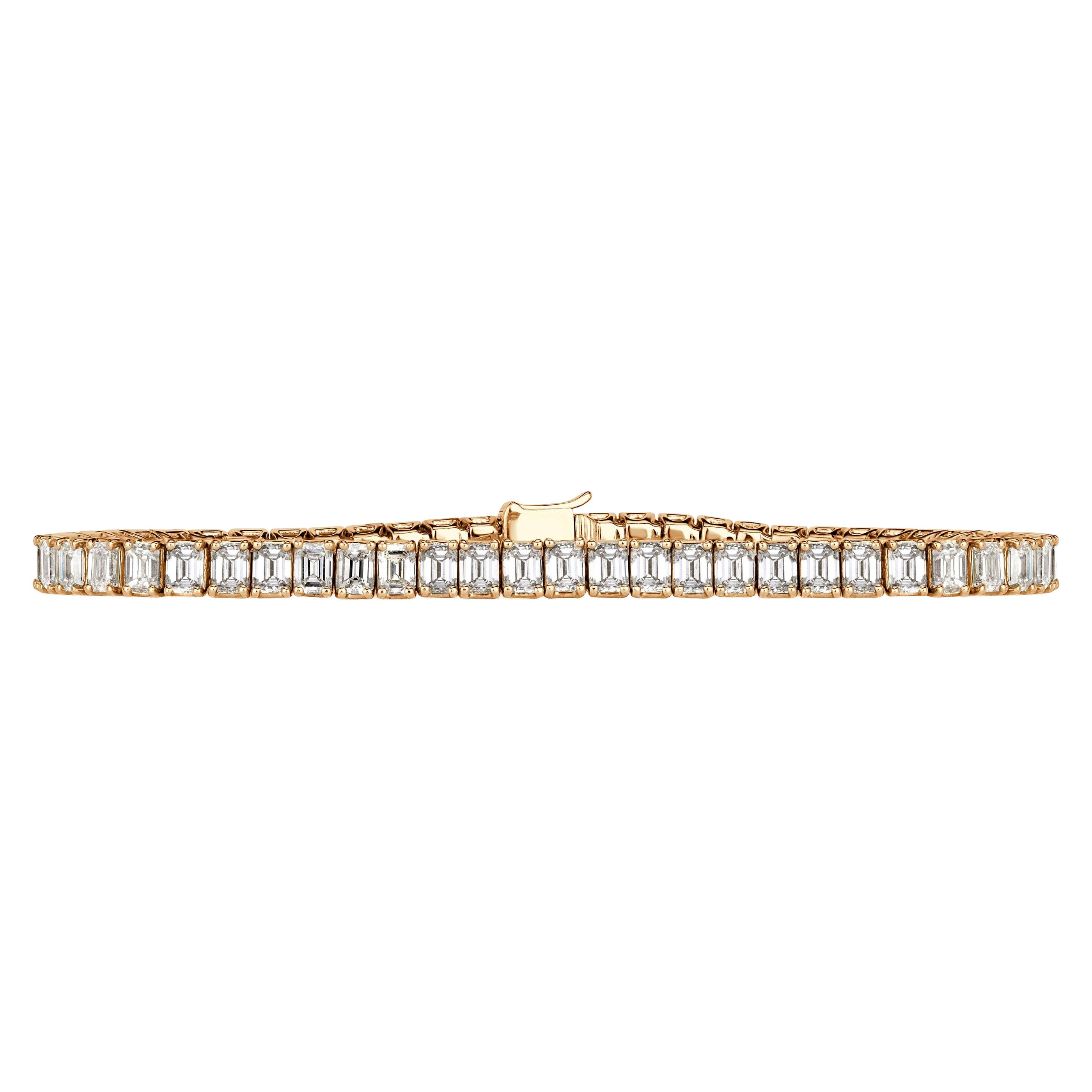 9.33ct Emerald Cut Diamond Tennis Bracelet in 18k Yellow Gold