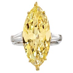 9.33ct Fancy Light Yellow Marquise Cut GIA Diamond Engagement Ring