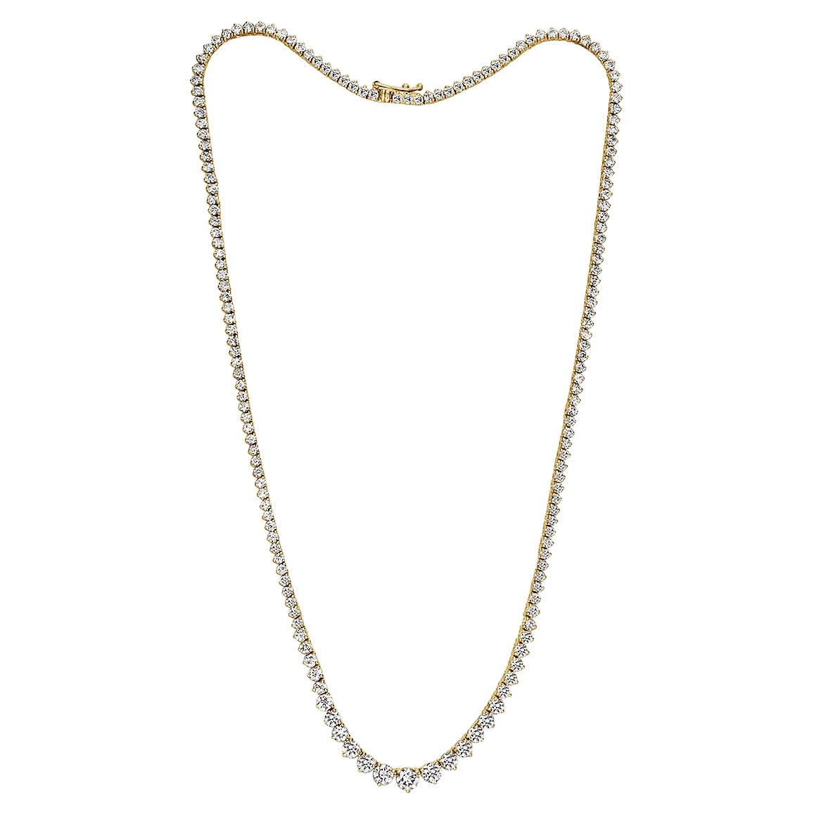 9.33ct Round Brilliant Cut Diamond Graduated Tennis Necklace