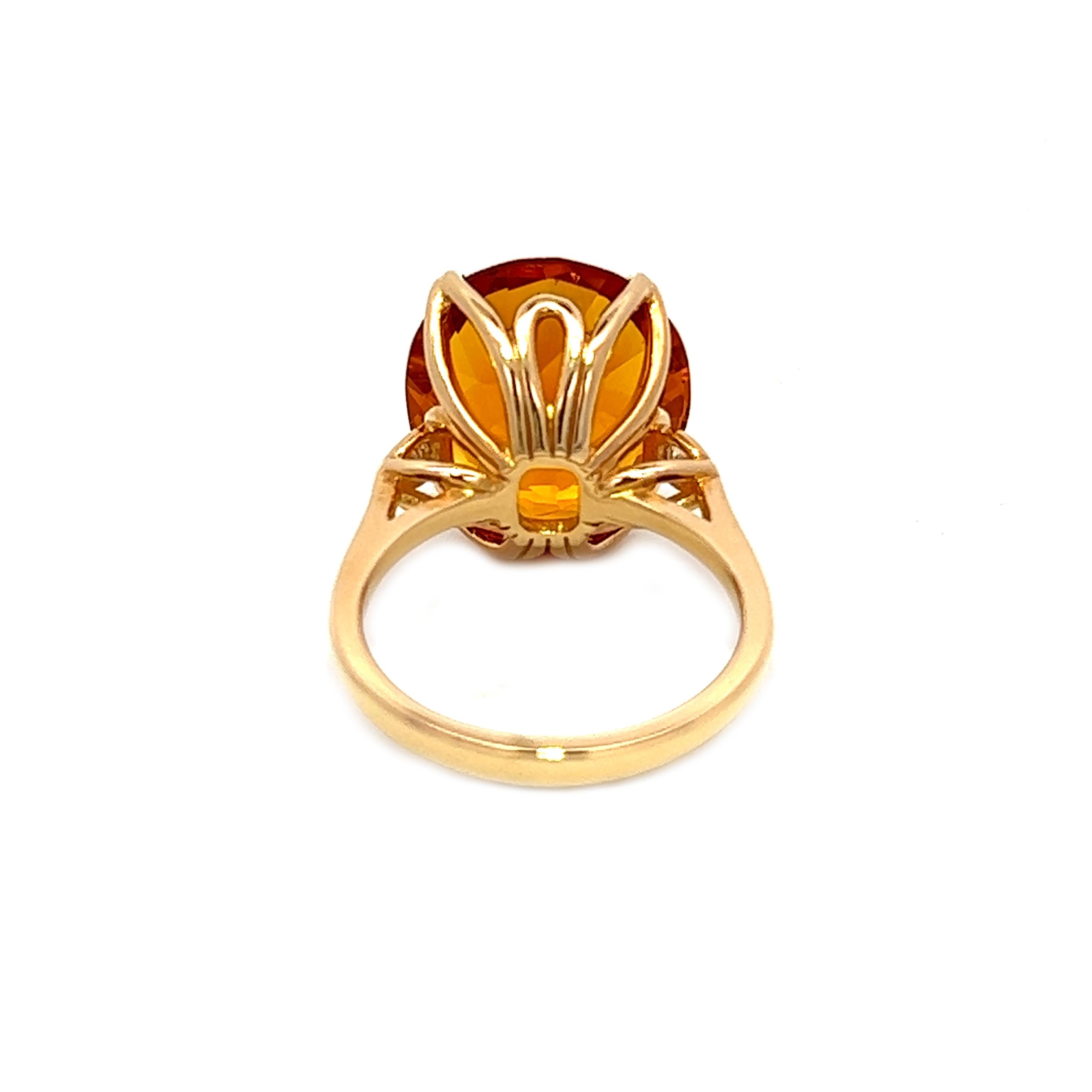 Aesthetic Movement 9.33CT Total Weight Orange Topaz & Diamonds set in 14KY For Sale
