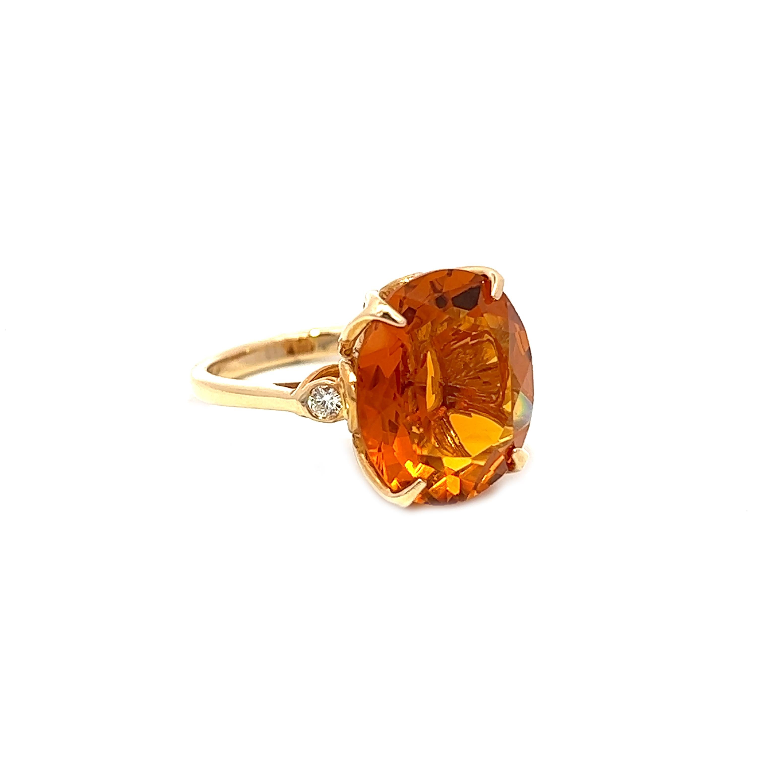 9.33CT Total Weight Orange Topaz & Diamonds set in 14KY In New Condition For Sale In New York, NY