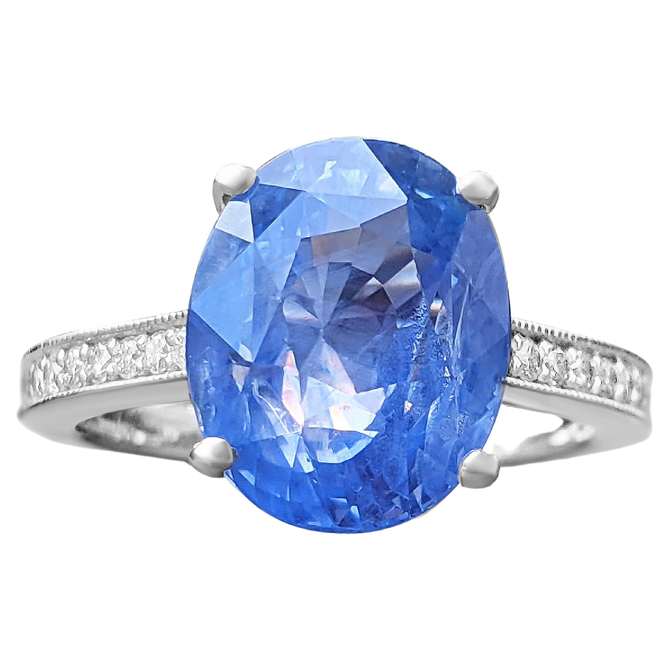 9.35 Carat Blue Sapphire and Diamonds Ring
