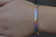 9.35 Carat Multi Color Rainbow Sapphire Tennis Bracelet