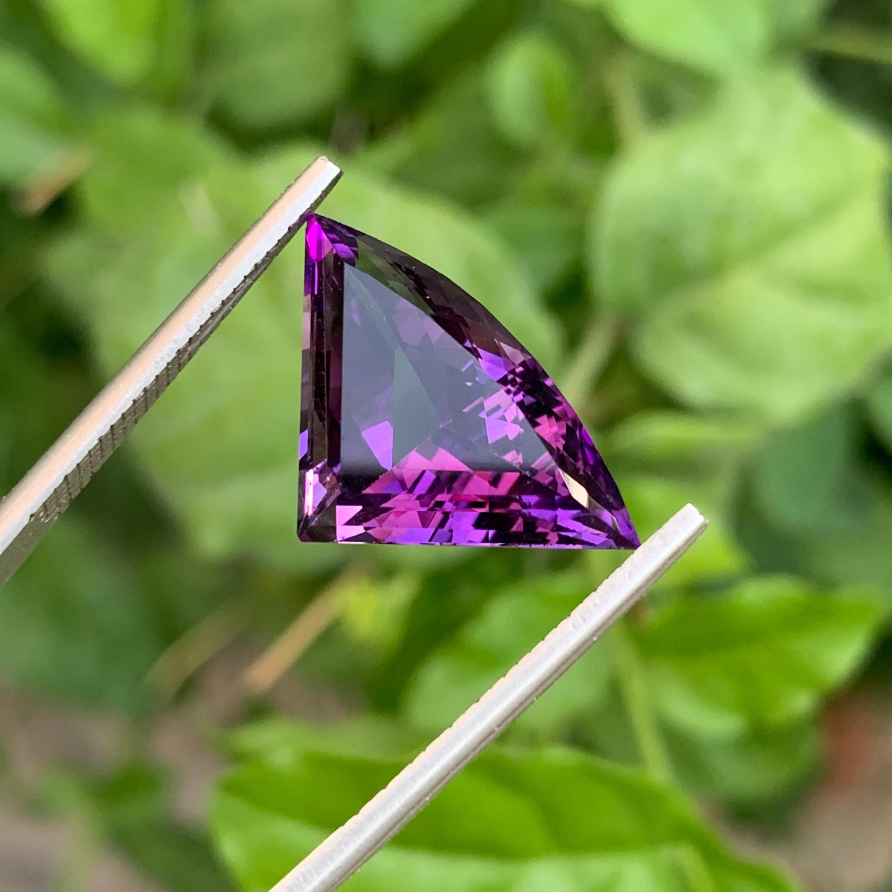Taille trillion 9.35 Carat Natural Loose Bat Shape Amethyst Gemstone From Brazilian Mine (Améthyste en forme de chauve-souris en vrac de 9.35 carats) en vente