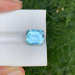 9.35 Carat Natural Loose Sky Blue Color Topaz Emerald Cut African Gemstone