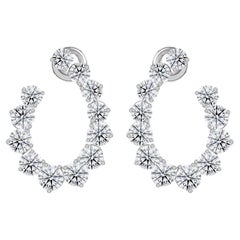 9.35 Carat Natural Round Diamond Graduated Hoop Earrings 18K White Gold