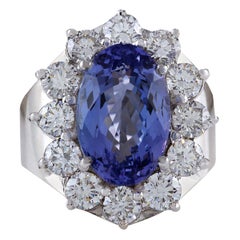 Natural Tanzanite Diamond Ring In 14 Karat White Gold