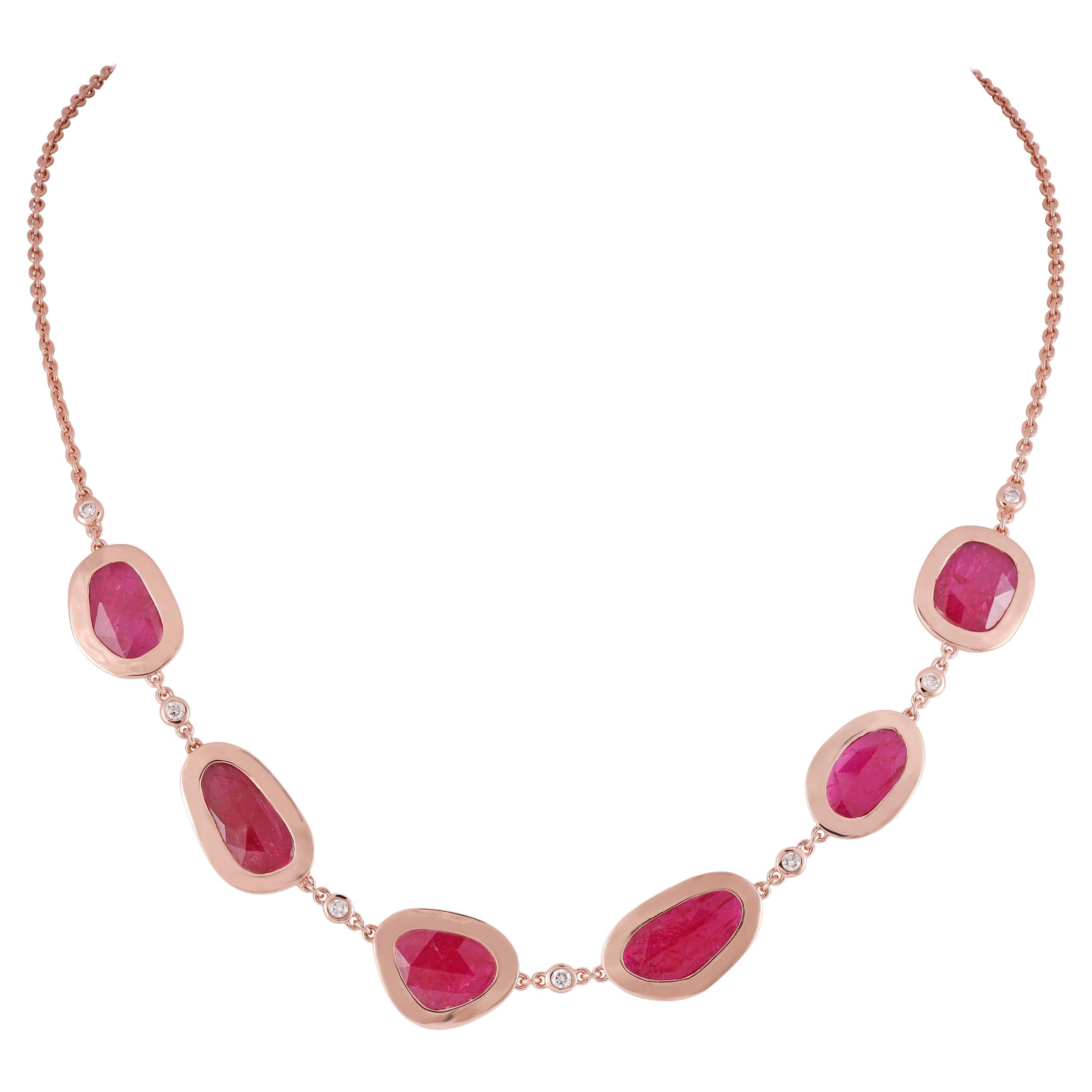 9.35 Carat Ruby Pendant Necklace in 18 Karat Rose Gold with Diamond