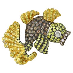 Broche inspirée des poissons en diamants 9,35 carats