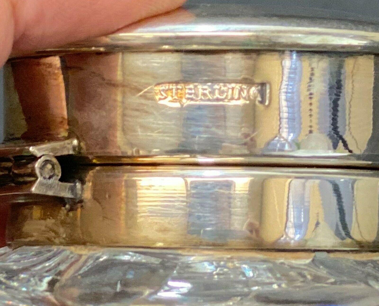 935 Sterling Silver Modernist Cut Glass Pocket-Watch Mounted Inkwell. H Samuel 2