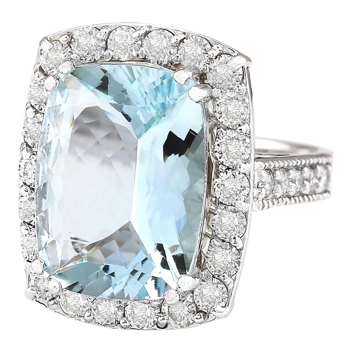 Stamped: 14K White Gold
Total Ring Weight: 7.5 Grams
Total Natural Aquamarine Weight is 7.86 Carat (Measures: 16.00x12.00 mm)
Color: Blue
Total Natural Diamond Weight is 1.50 Carat
Color: F-G, Clarity: VS2-SI1
Face Measures: 21.00x16.70 mm
Sku:
