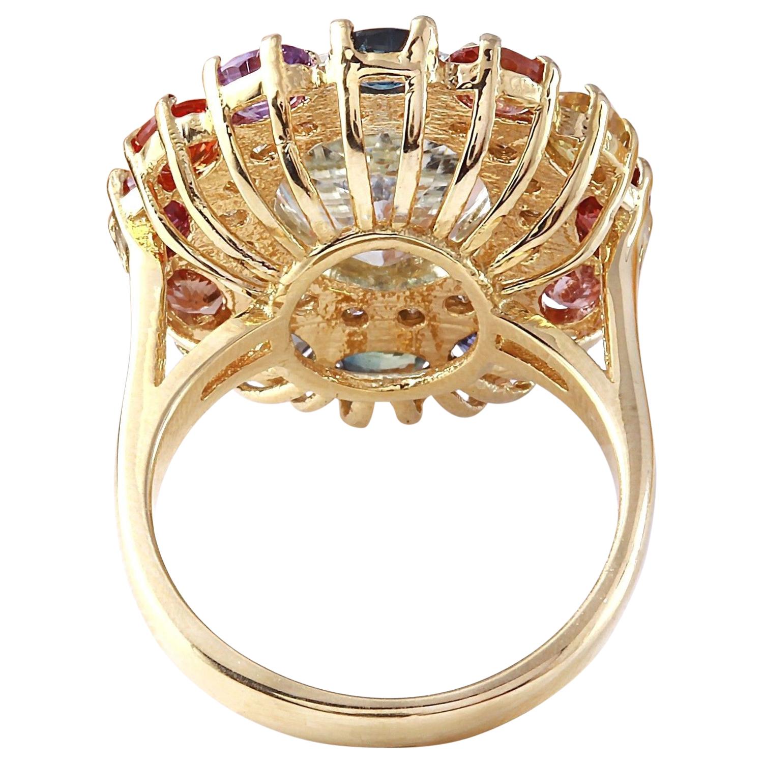 Oval Cut Natural Aquamarine, Sapphire 14 Karat Solid Yellow Gold Diamond Ring For Sale