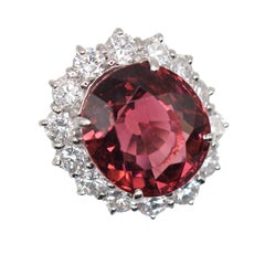9.36 Carat Rubellite Tourmaline Diamond Platinum Ring