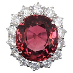9.36 Carat Rubellite Tourmaline Diamond Platinum Ring