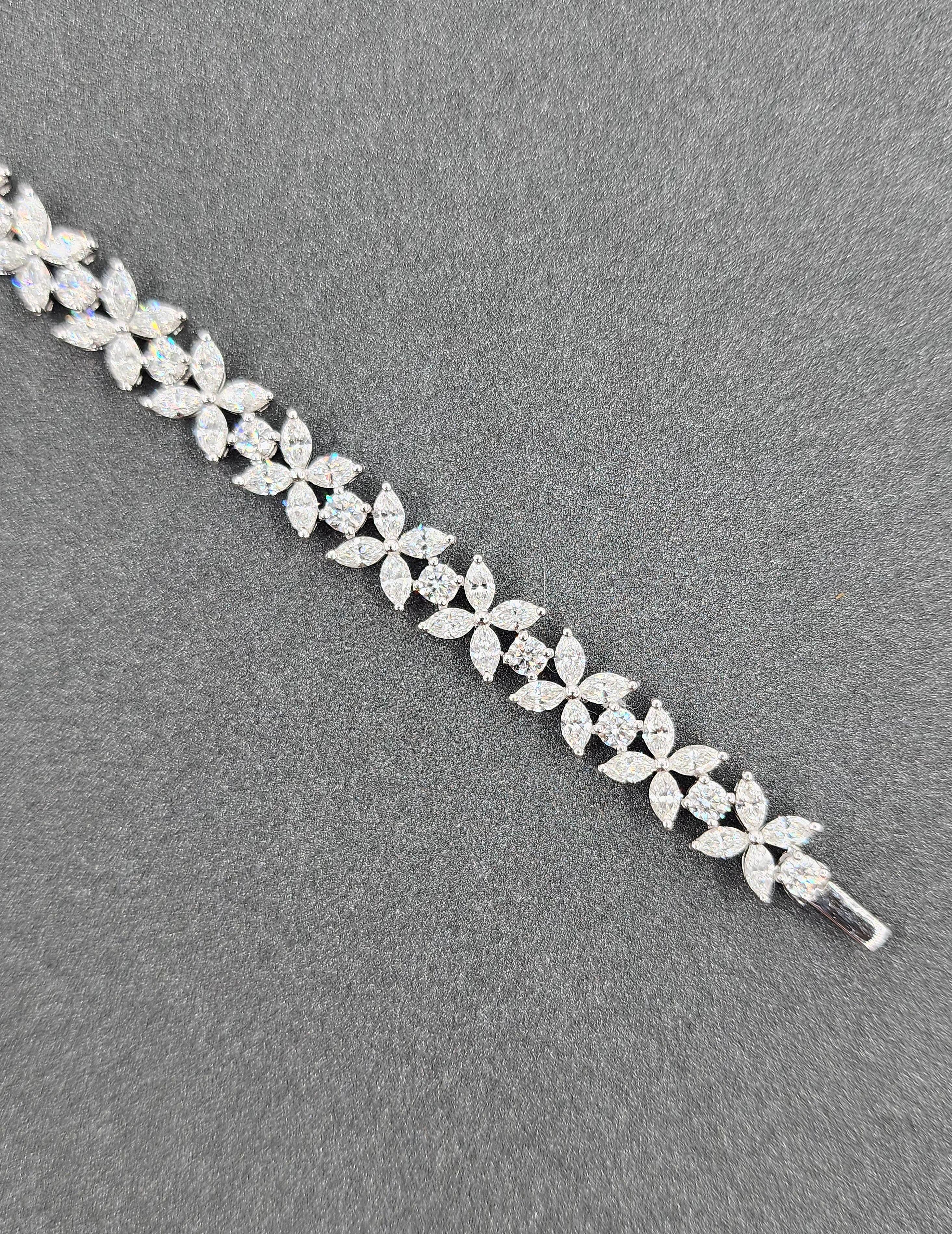 Bracelet tennis 9,36 ct Marquise et diamant rond Unisexe en vente