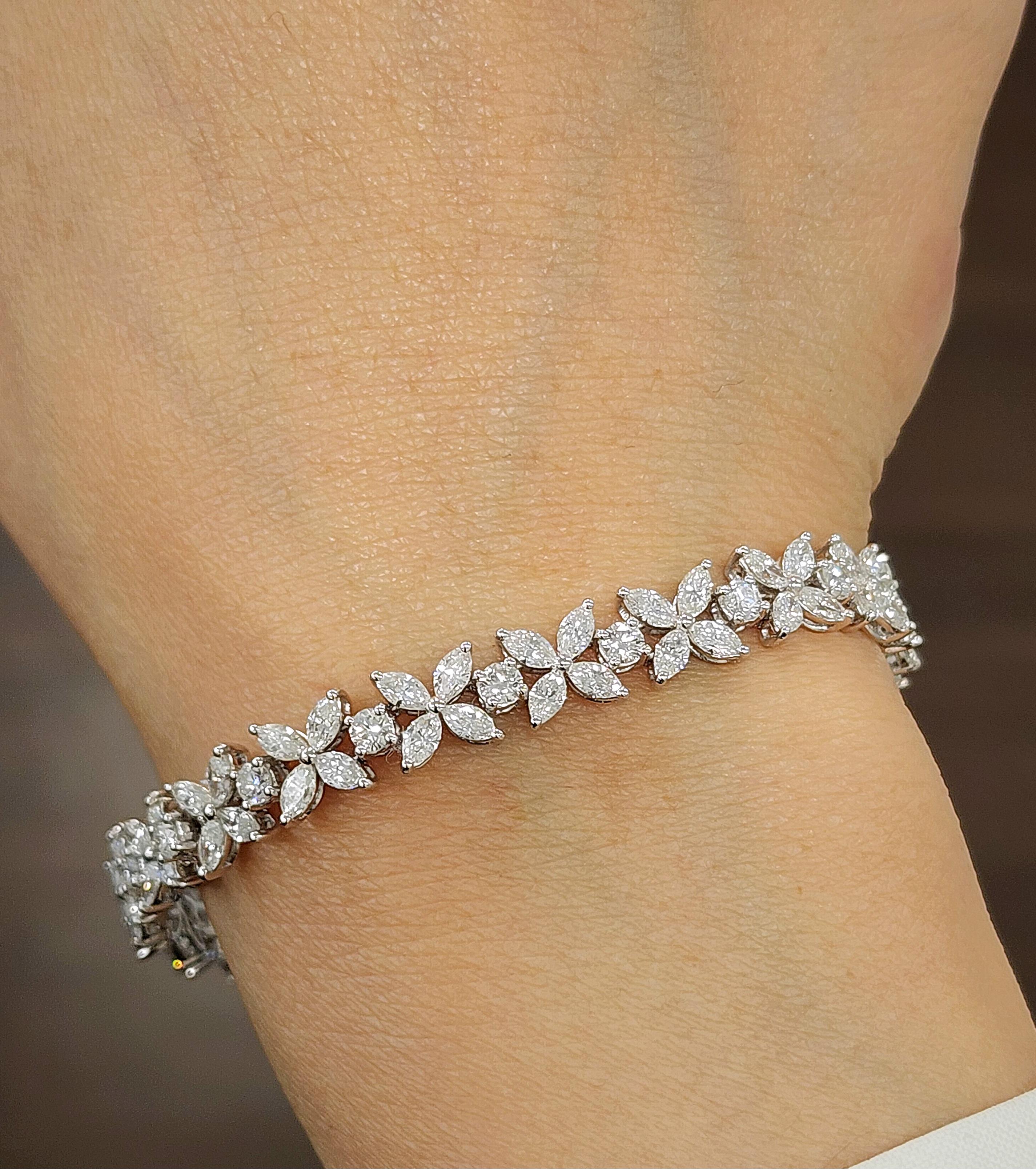 Bracelet tennis 9,36 ct Marquise et diamant rond Neuf - En vente à Chicago, IL