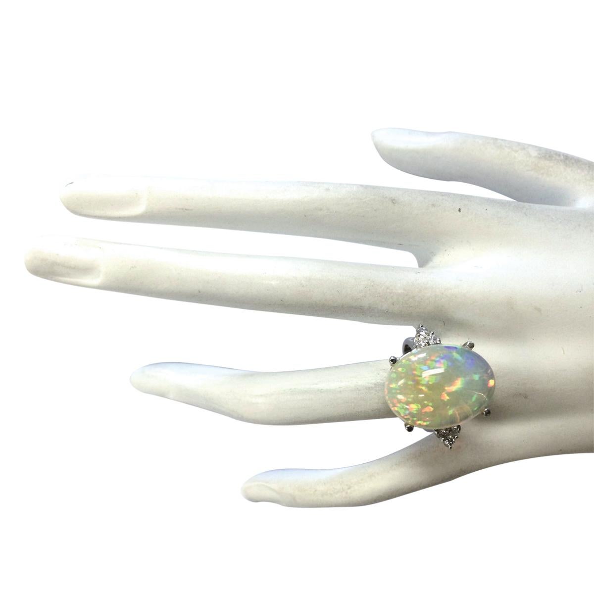 Natural Opal Diamond Ring In 14 Karat White Gold  In New Condition For Sale In Manhattan Beach, CA