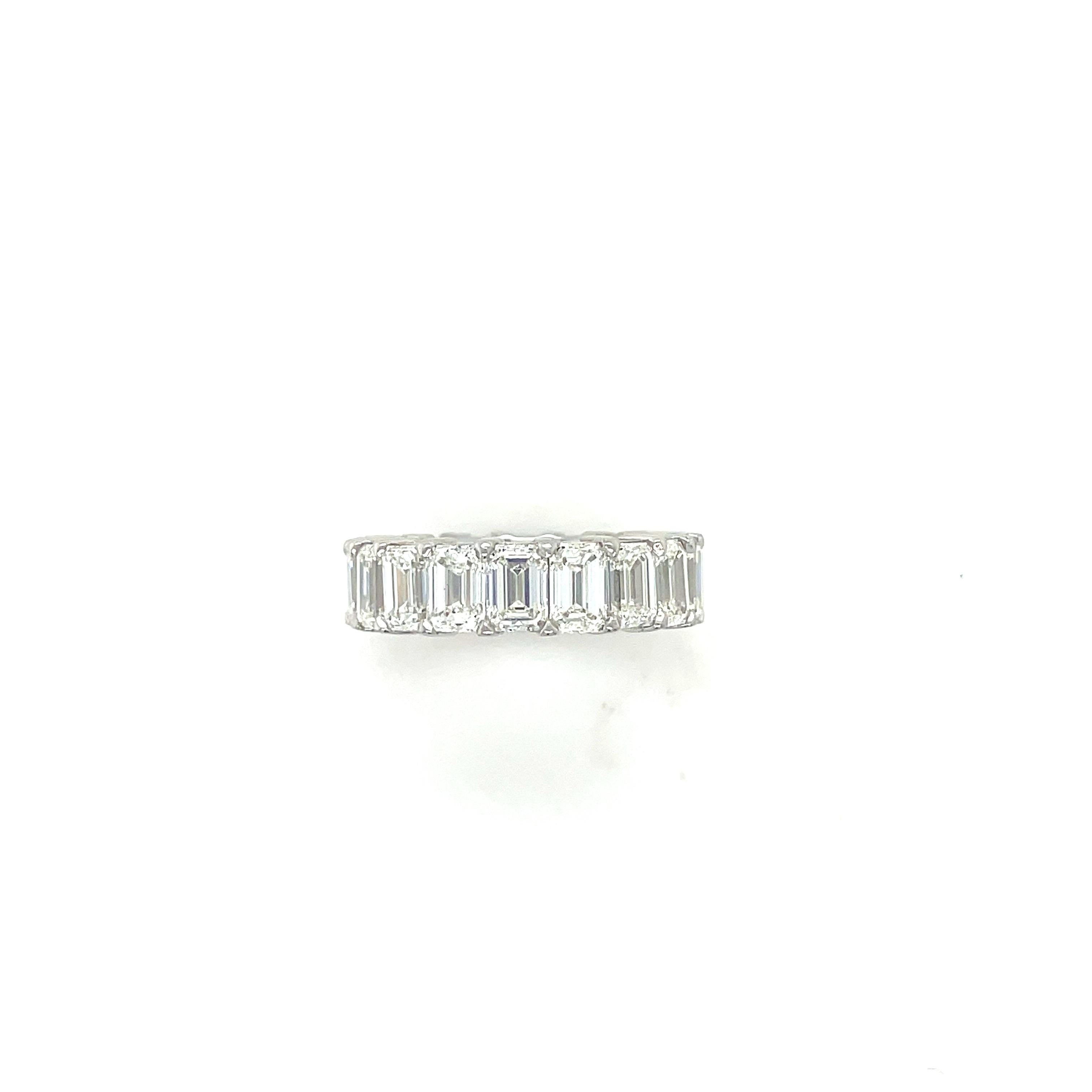 Emerald Cut 9.37 Carats Diamond Eternity Band For Sale