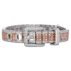9,37 Karat Rosa und Weißer Diamant, Roségold, Gürtelarmband