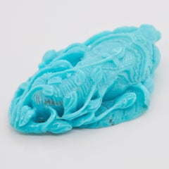 93.86 Carat Natural Arizona Turquoise Ganesha Carving Pendant Brooch