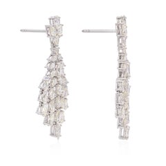 9.39 Carat Pear and Marquise Diamond Earrings in 18K White Gold