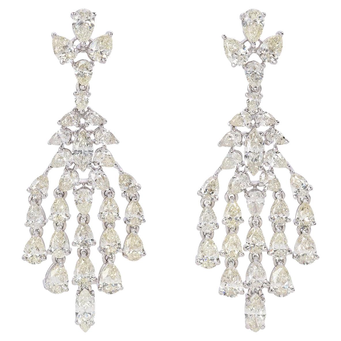 9.39 Carat Pear and Marquise Diamond Earrings in 18K White Gold For Sale