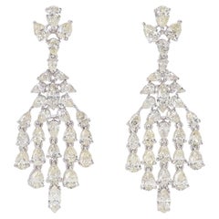 9.39 Carat Pear & Marquise Natural Diamond Earring in 18K White Gold