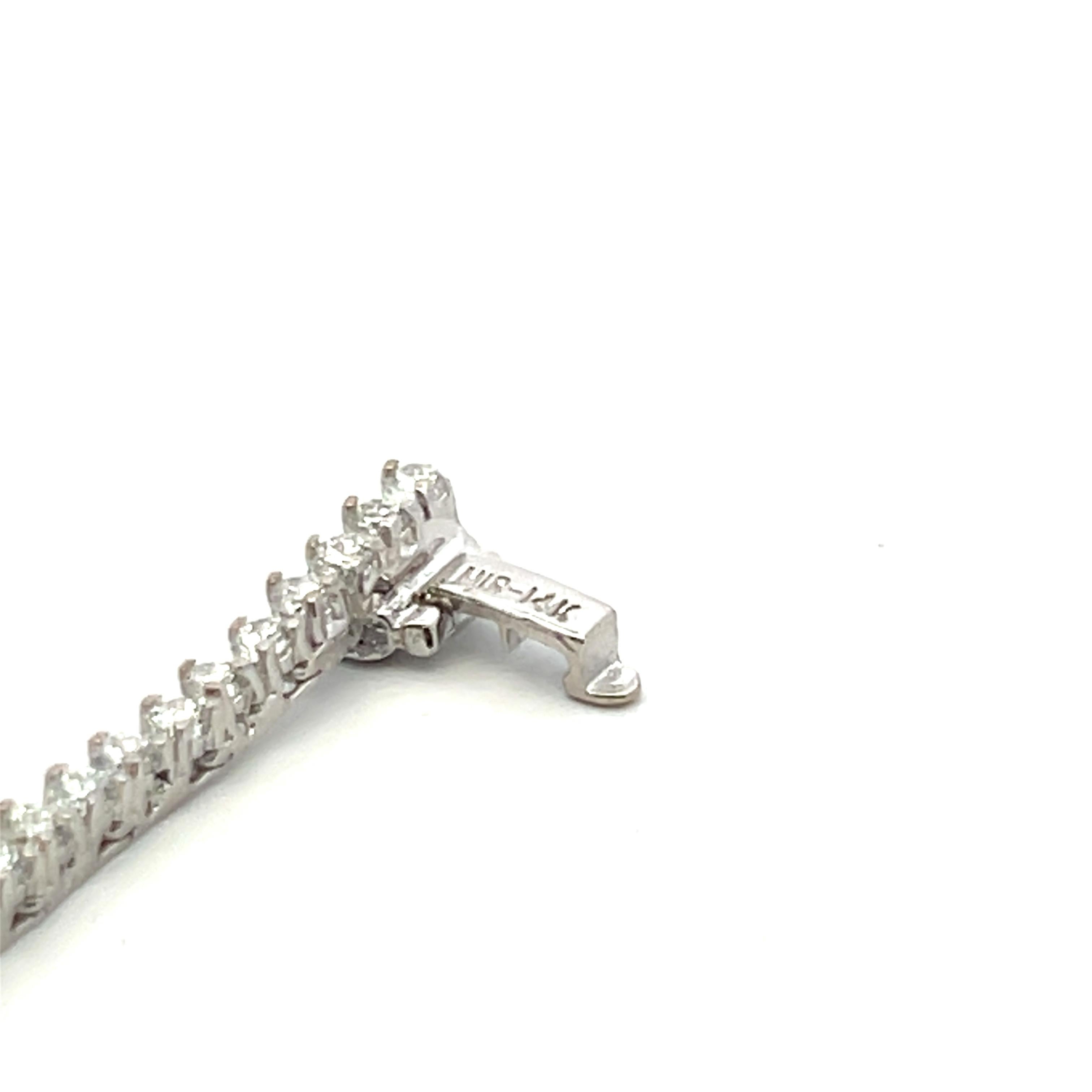 9.39 Carat Round Brilliant Diamond 14 Karat White Gold Riviera Necklace For Sale 4