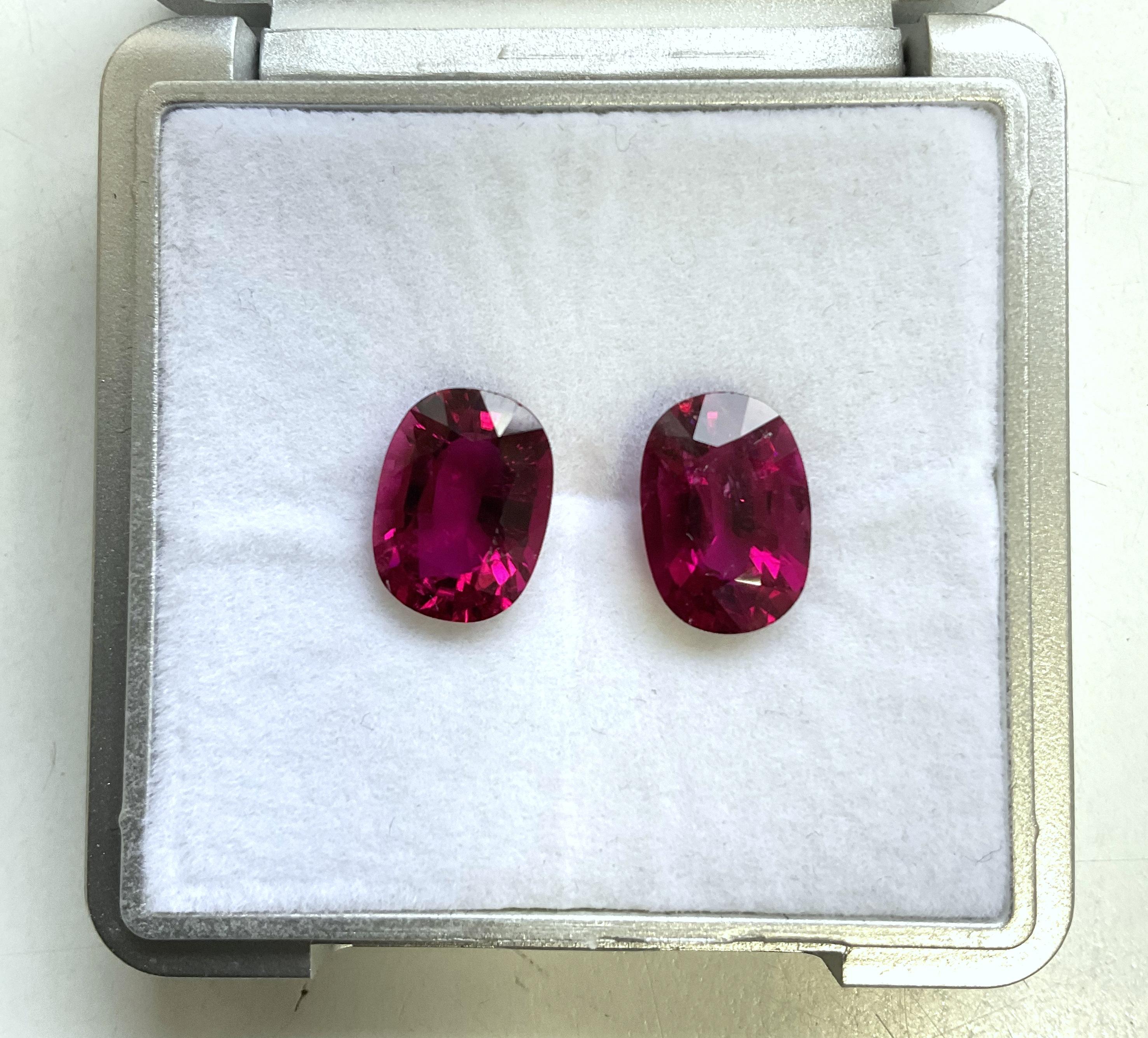 9.39 Carats Rubellite Tourmaline Oval Cut stone Pair For Jewelry Natural gem (Art déco) im Angebot