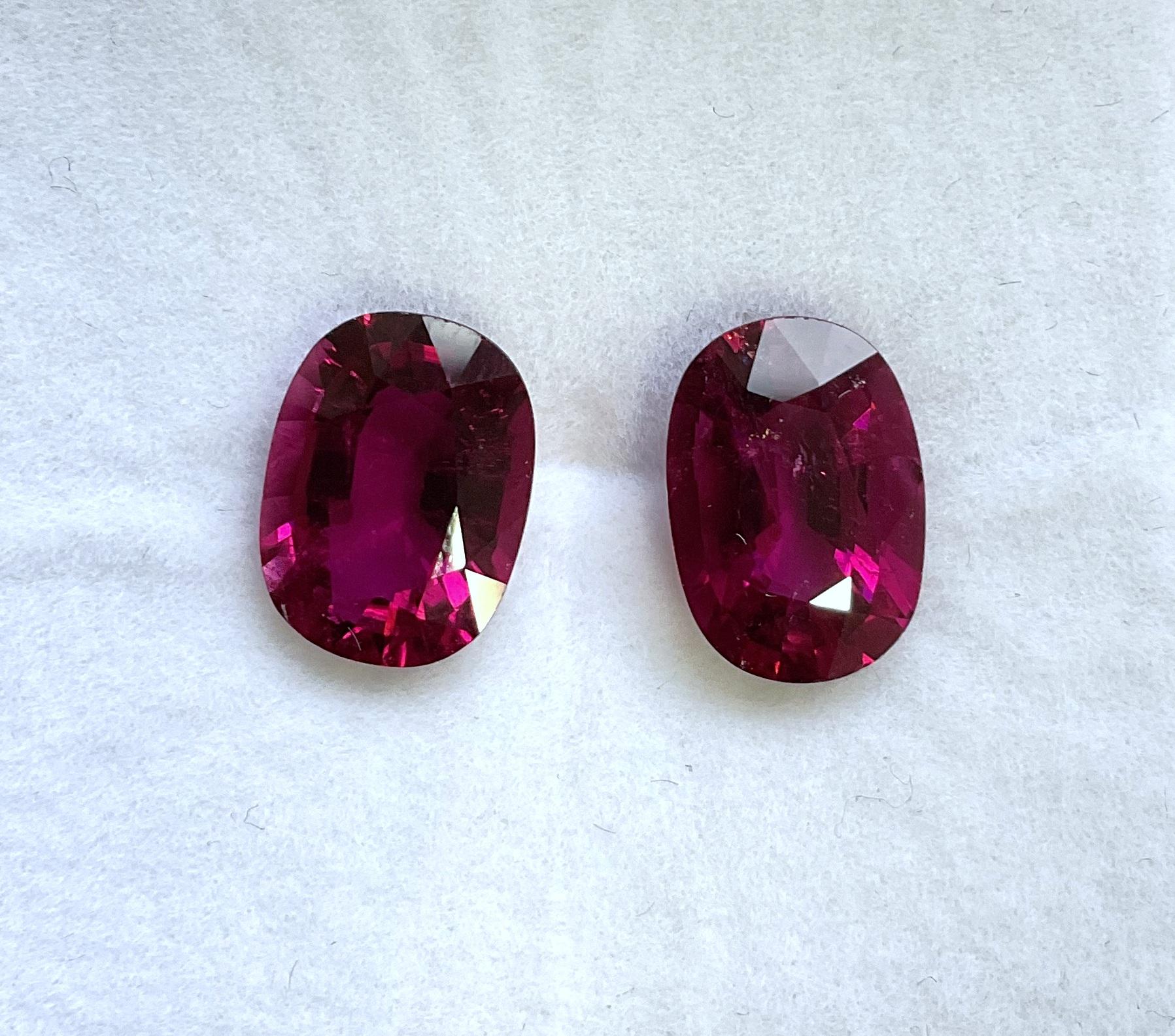 9.39 Carats Rubellite Tourmaline Oval Cut stone Pair For Jewelry Natural gem (Ovalschliff) im Angebot