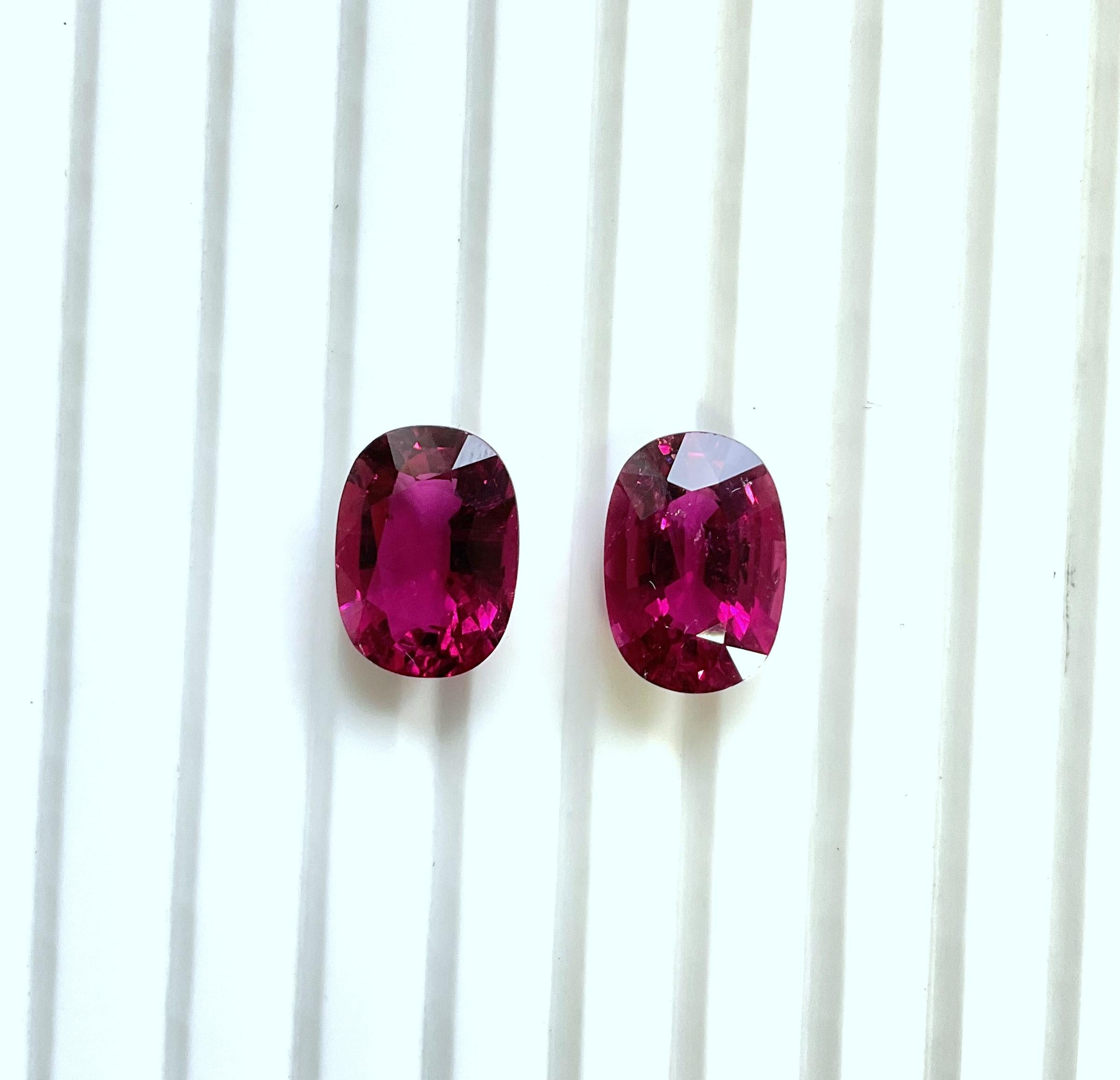 9.39 Carats Rubellite Tourmaline Oval Cut stone Pair For Jewelry Natural gem für Damen oder Herren im Angebot