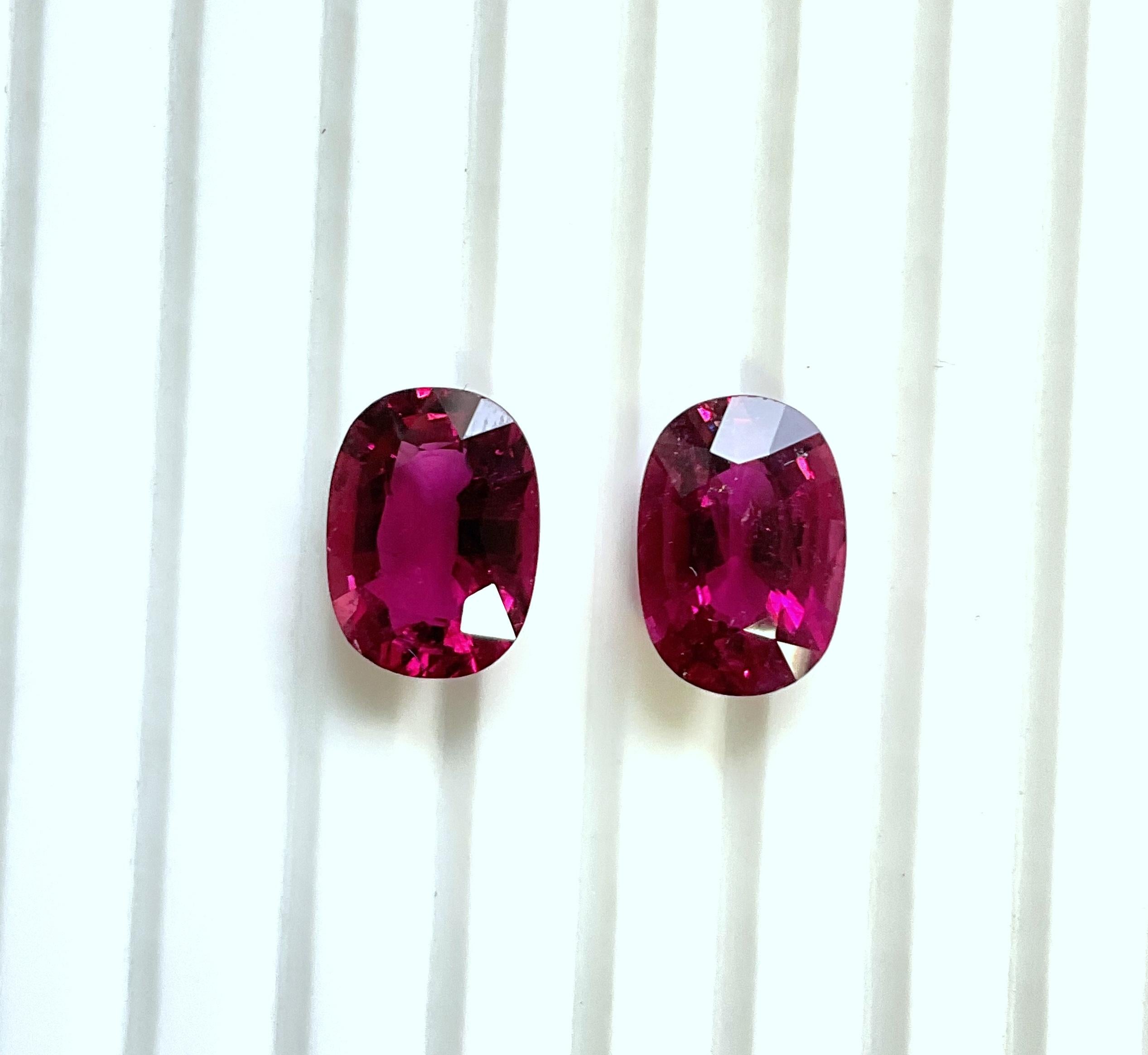 9.39 Carats Rubellite Tourmaline Oval Cut stone Pair For Jewelry Natural gem im Angebot 1